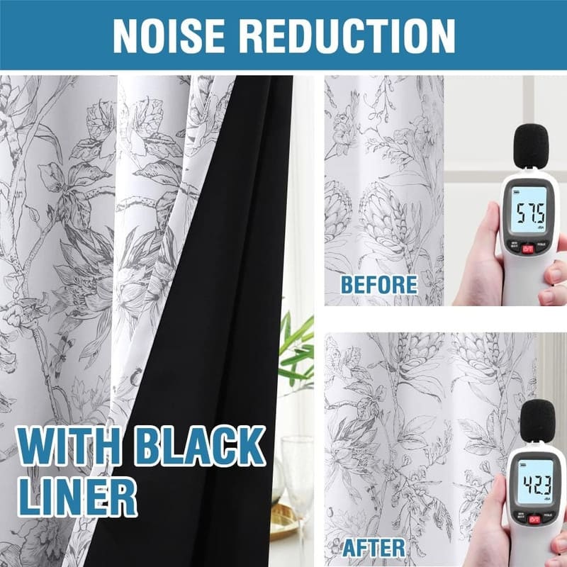 Living Room Camellia Floral Blackout Curtains 96 Inches