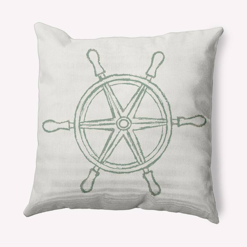 Large Ship Wheel Nautical Indoor/Outdoor Throw Pillow - Sage - 16" x 16"