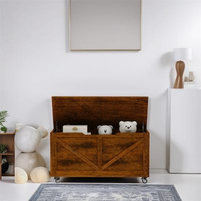 Storage Chest,Storage Trunk on Wheels with Brakes,Sturdy Storage Bench