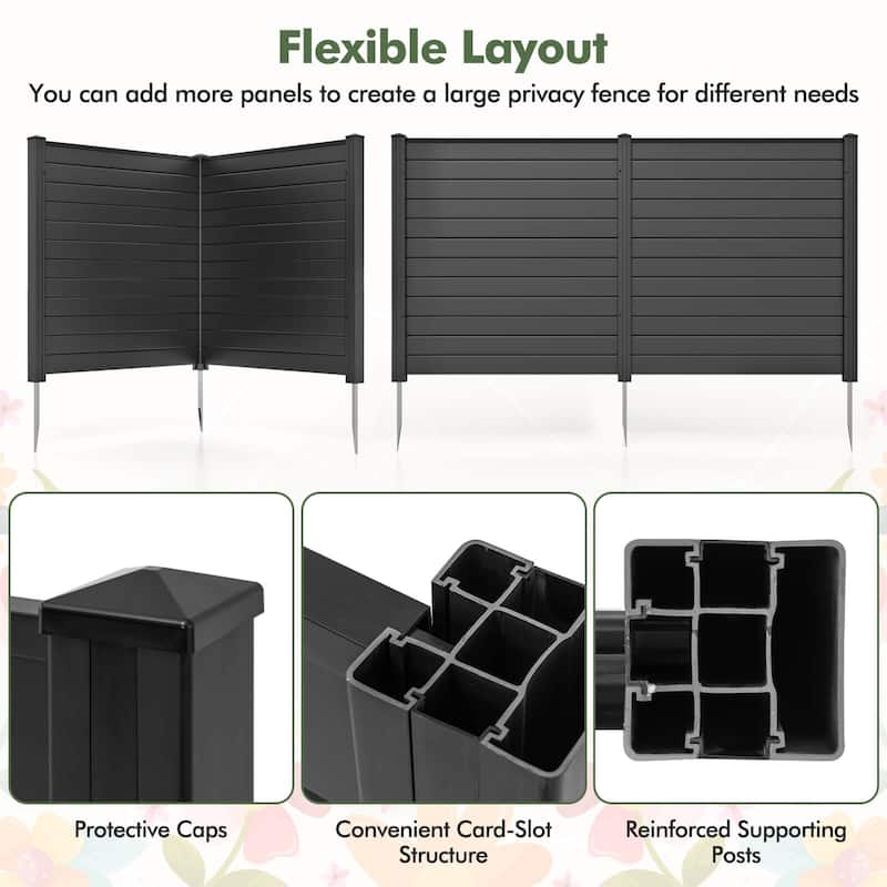 Costway Outdoor 48"L x 48"H PVC Privacy Fence Panels with Metal Ground - See Details