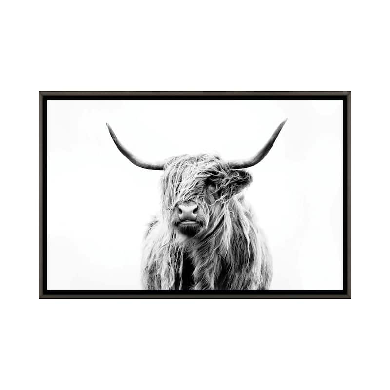 iCanvas "Portrait Of A Highland Cow" by Dorit Fuhg Framed - Charcoal - 32x48