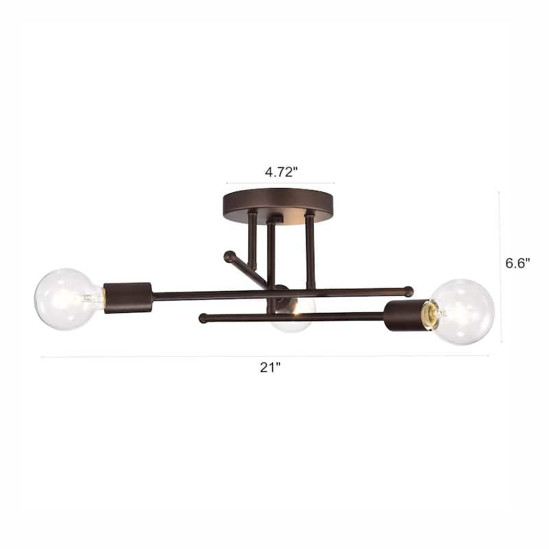 3-light Oil Rubbed Bronze Semi-Flush Mount
