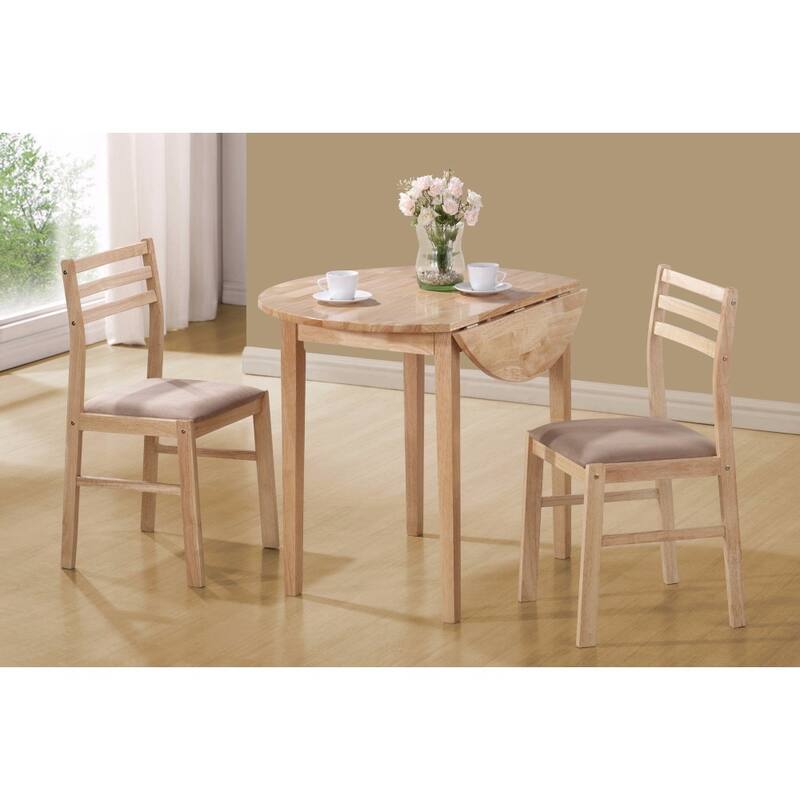 Sophisticated 3 Piece Wooden Table And Chair Set, Brown - Brown