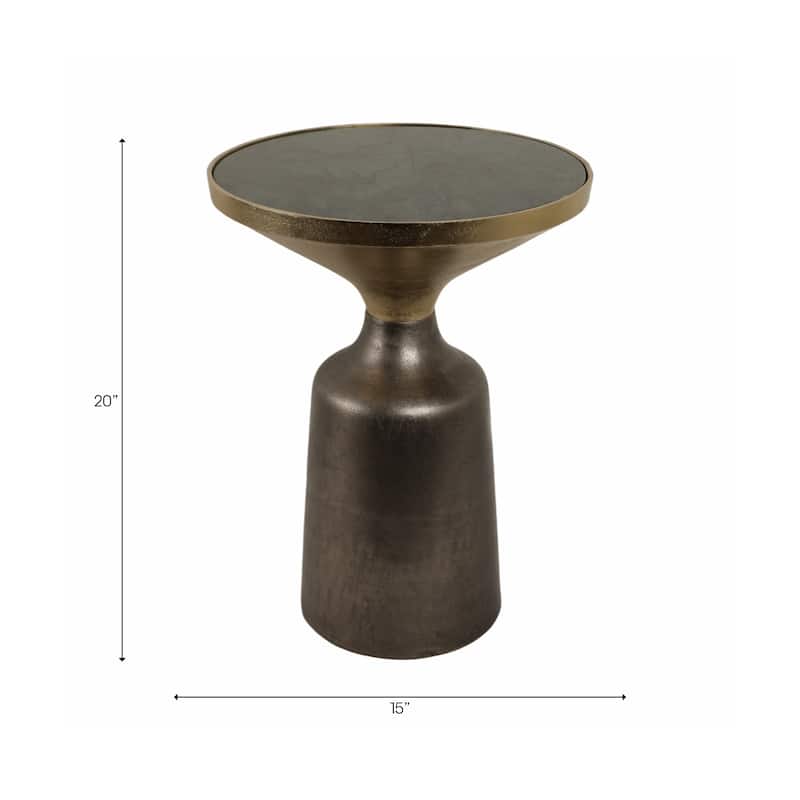 Metal Geometric Base End Table Marble Top - Green, 20 in. - 15" x 15" x 20"