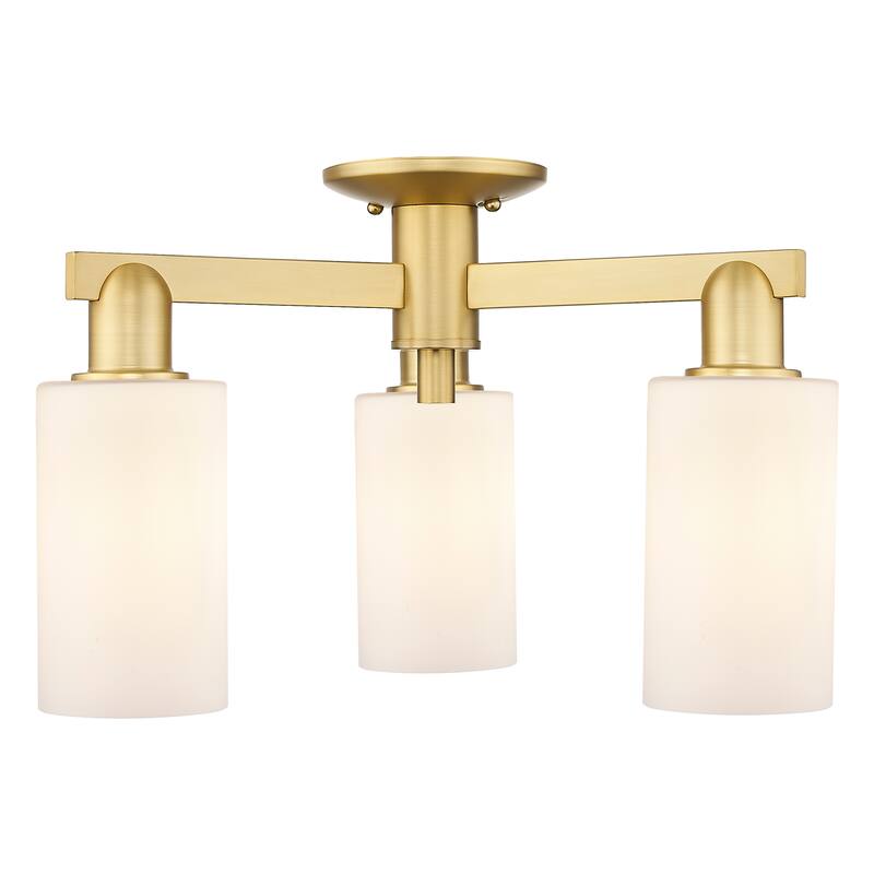 Innovations Lighting Endless Possibilities Arcadia - Clymer - 3 Light 21" Semi-Flush Mount - Satin Gold/Matte White