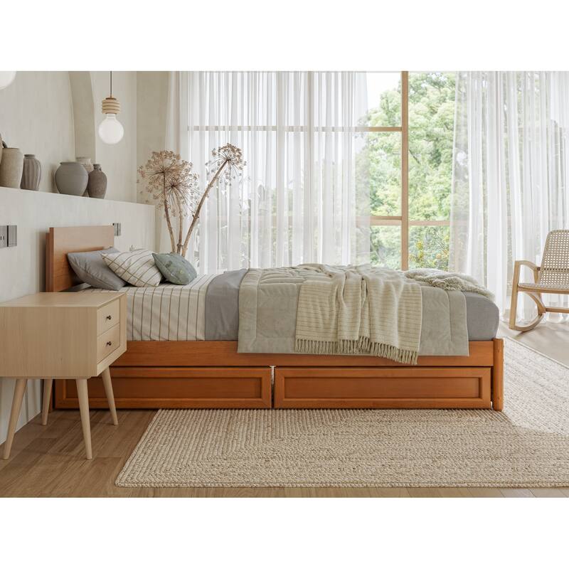 Wesley Platform Bed with Panel Footboard and Storage Drawers