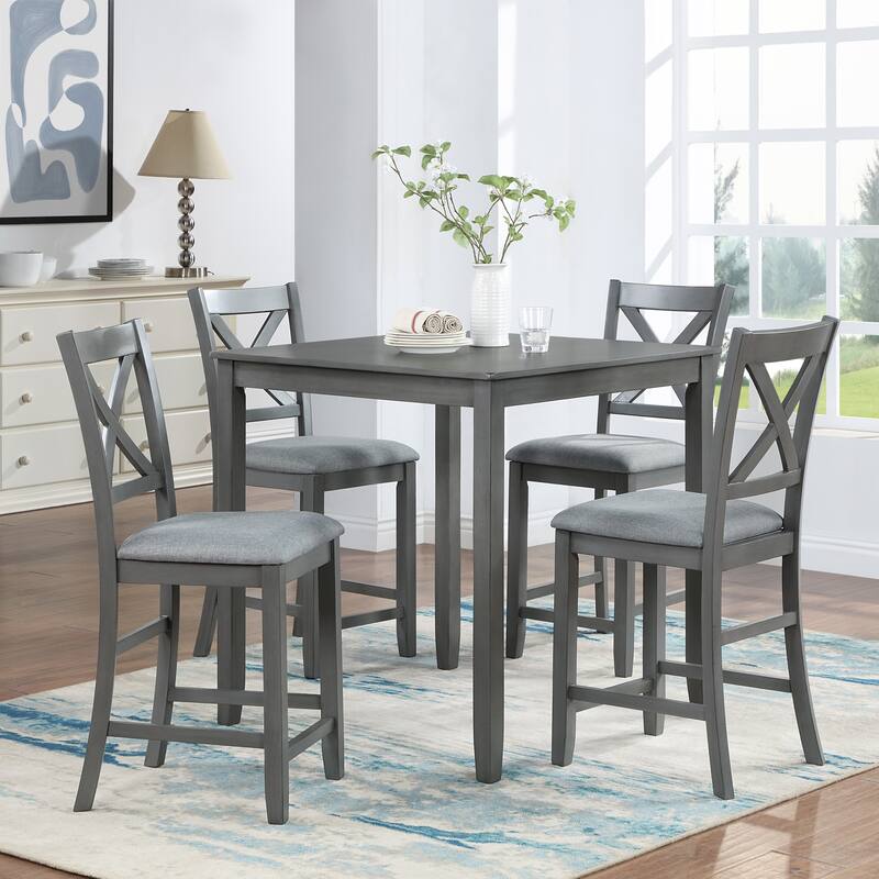 Dining Chairs Only, Wooden Counter Height Chairs Set of 4, Kitchen Chair with Padded Seat, Upholstered Counter Height Chair