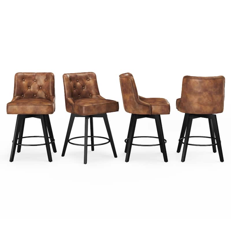 Modern 26 in. Counter Height Barstool Upholstered Fabric/Faux Leather Swivel Bar Stools with Back