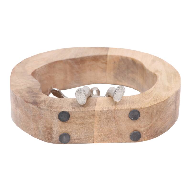 Decorative Figurine on Round Wooden Stand Sculpture