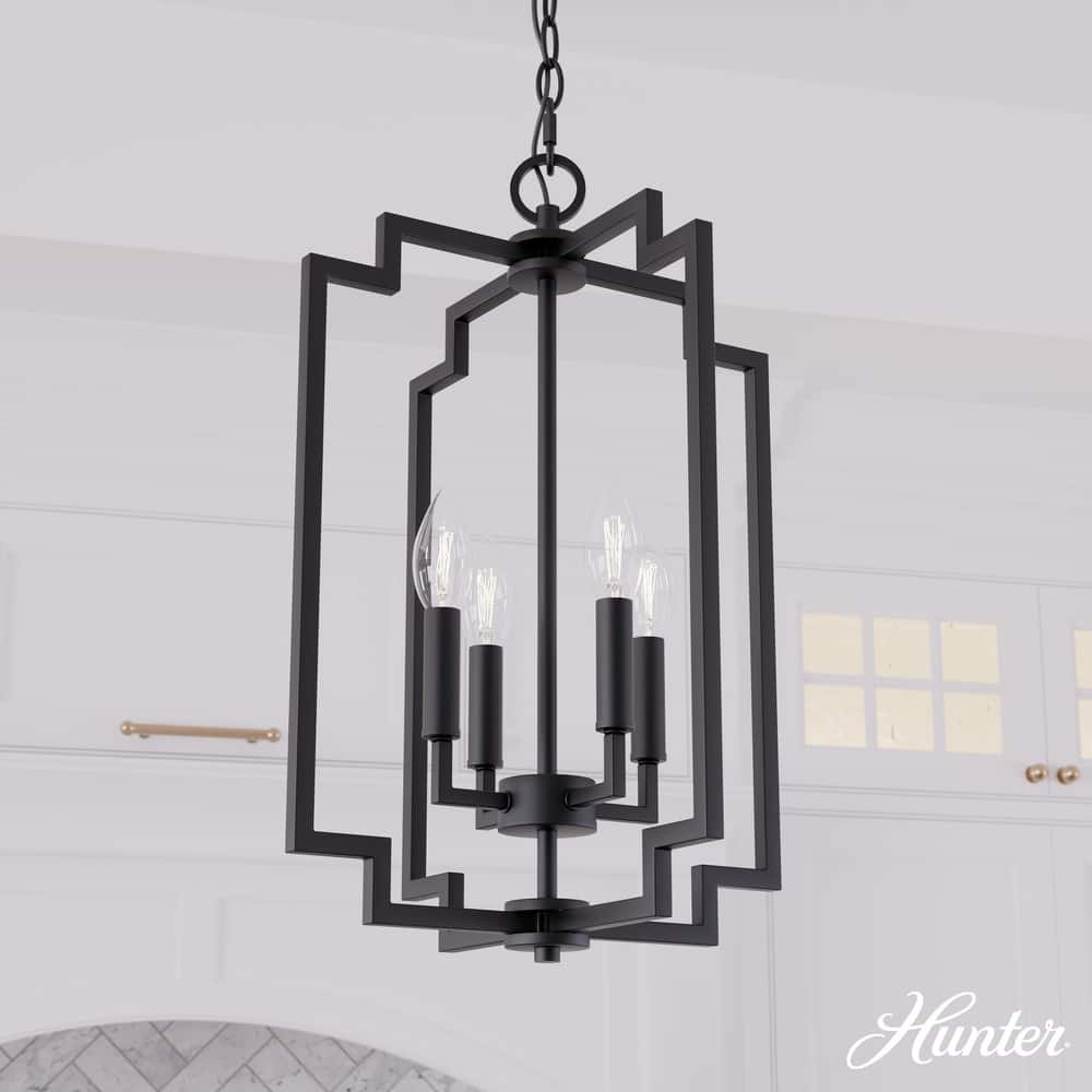 Hunter Zoanne 4-Light Modern Pendant Hanging Light - Island, Entry, Dining - Geometric, Contemporary, Candle, Transitional