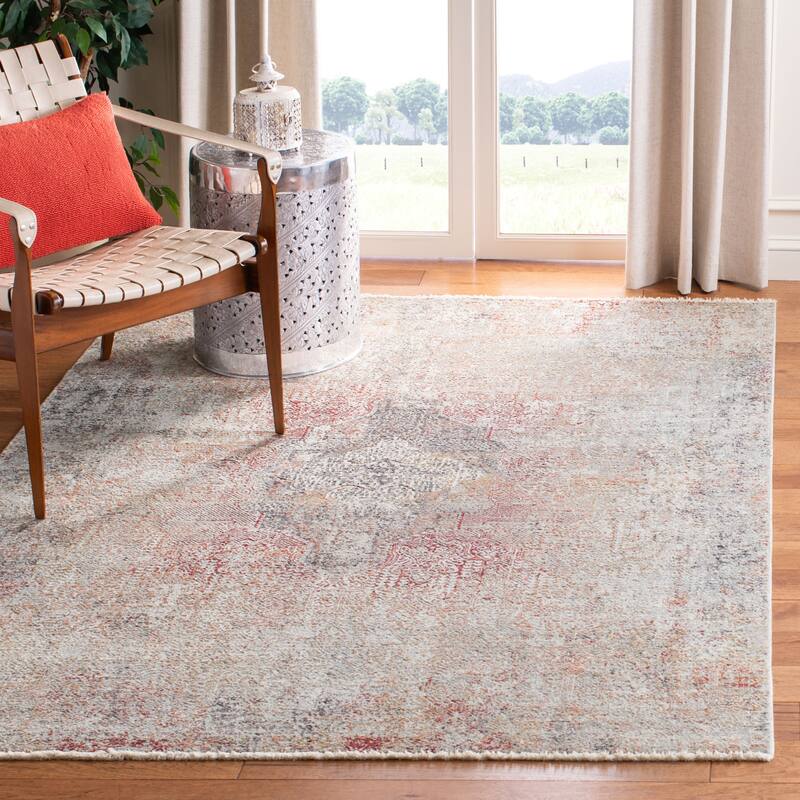 SAFAVIEH Dream Meina Vintage Abstract Viscose Rug - 5' x 8' - Grey/Red