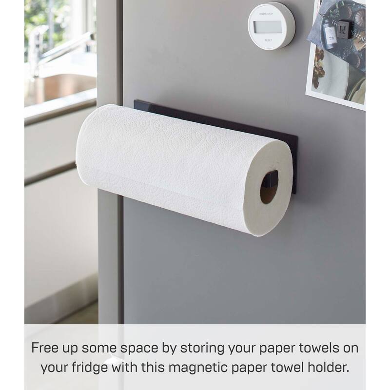 Yamazaki Home Magnetic Paper Towel Holder, Steel, Holds 2.2 lbs - L 2.95 x W 3.15 x H 11.42 inches