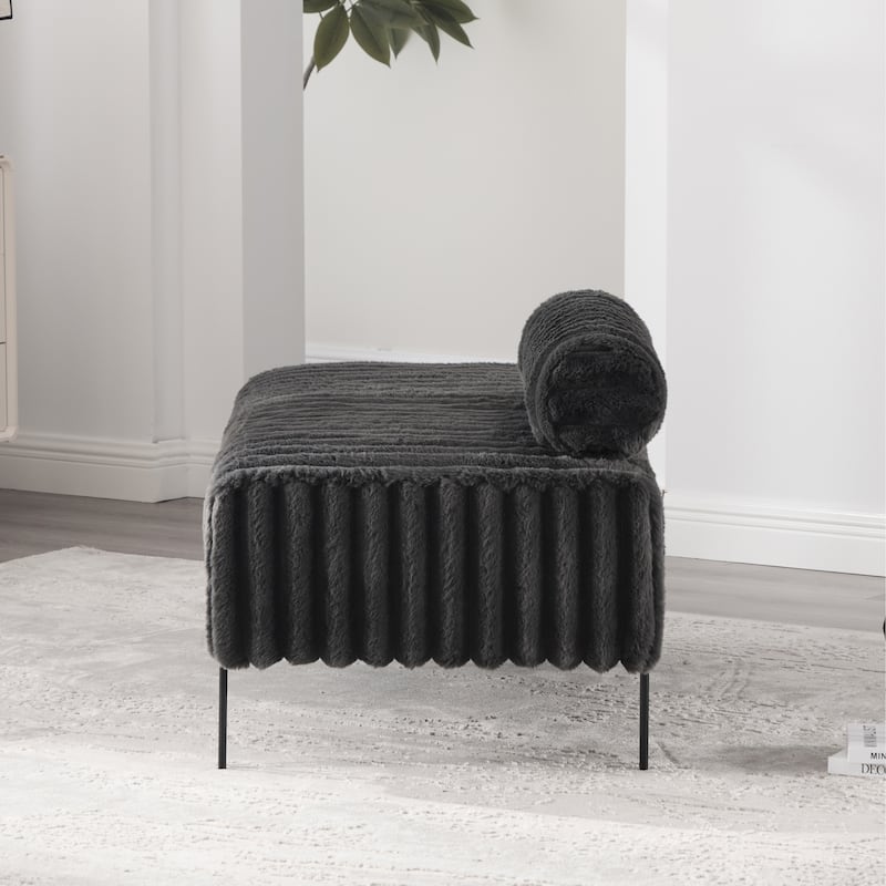 49.6"W Oversized Modern Upholstered Bench Ottoman with Metal Legs