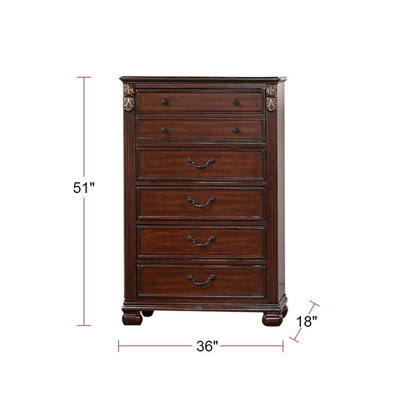 5 Drawers Wood Chest In Brown Finish