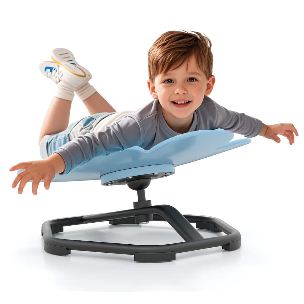 PP Kids Swivel Chair with 360-degree Spin, Petal Seat and Metal Base - 21" L x 19.5" W x 10" H