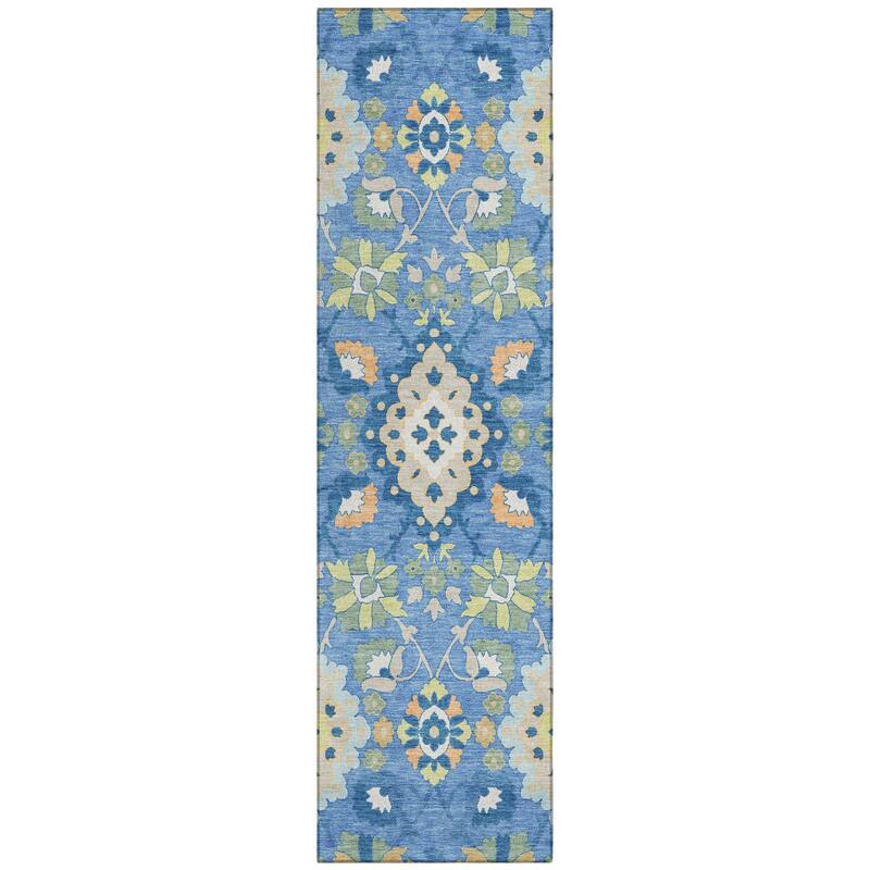 Machine Washable Indoor/ Outdoor Boho Traditional Chantille Rug
