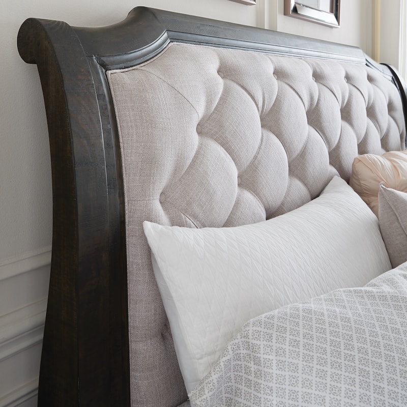 Magnussen Home Bellamy Peppercorn Sleigh Upholstered Headboard