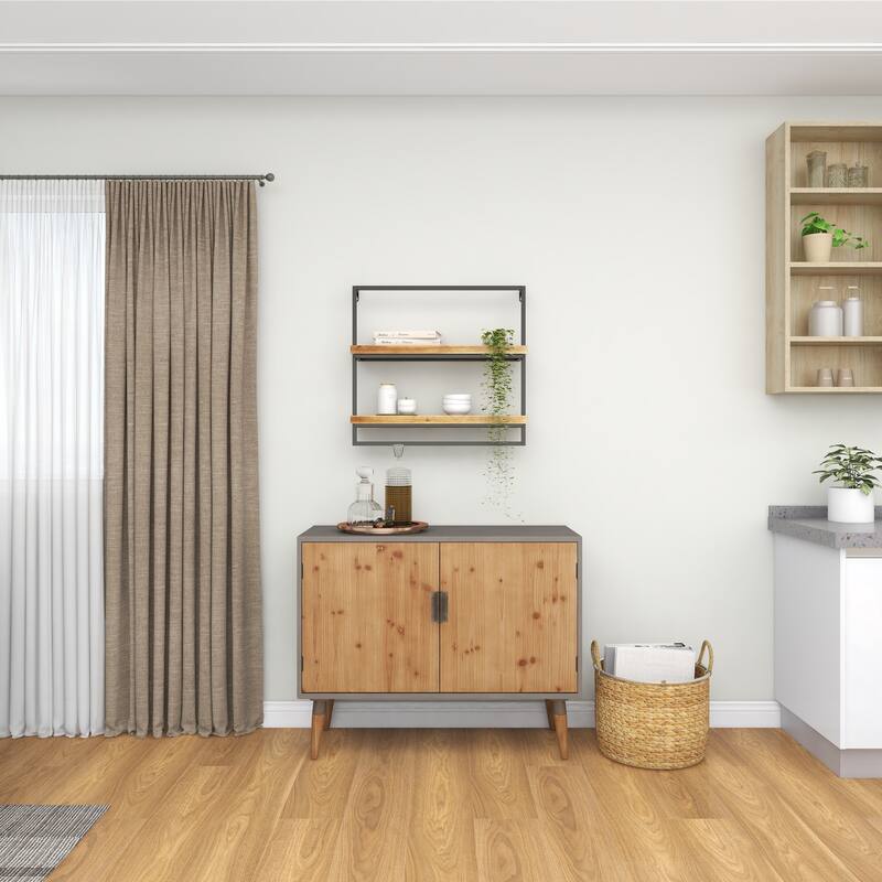 Brown Metal 2 Shelves Wall Shelf