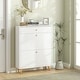 preview thumbnail 10 of 25, HOMCOM Narrow Shoe Cabinet for Entryway, Modern Shoe Storage Cabinet with Wave-like Panels, 2 Flip Drawers White