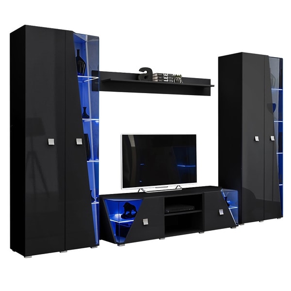 Edge Set TV-BK-BK-SH Modern Wall Unit Entertainment Center. Opens flyout.