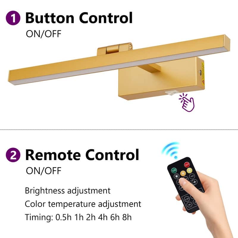 Modern Wireless LED Vanity Light 3CCT Dimmable, Remote Control, Rechargeable, Easy Magnetic Installation