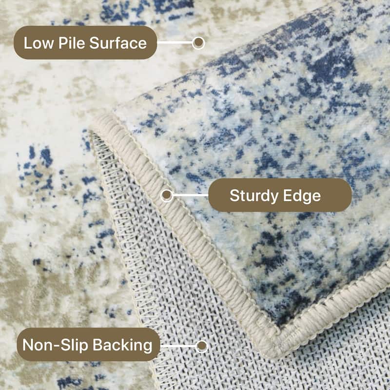 Mcow Modern Abstract Machine Washable Low Pile Area Rugs - 8'X10'