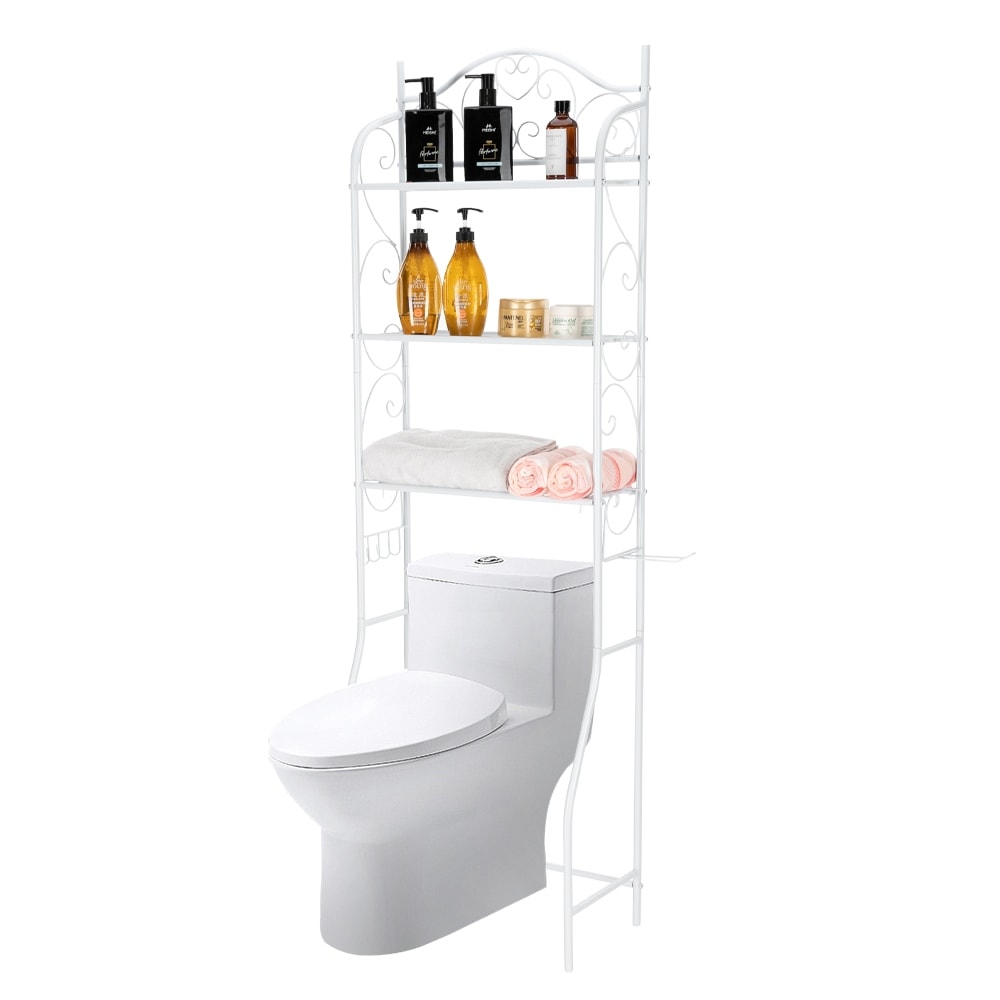 Shop 3 Tier Metal Over The Toilet Shelf Bathroom Storage Shelves White Overstock 31647433
