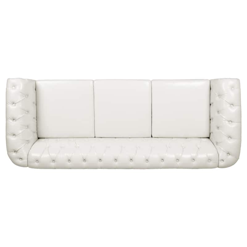 Upholstered Rolled Arm Chesterfield 3-Seater Sofa