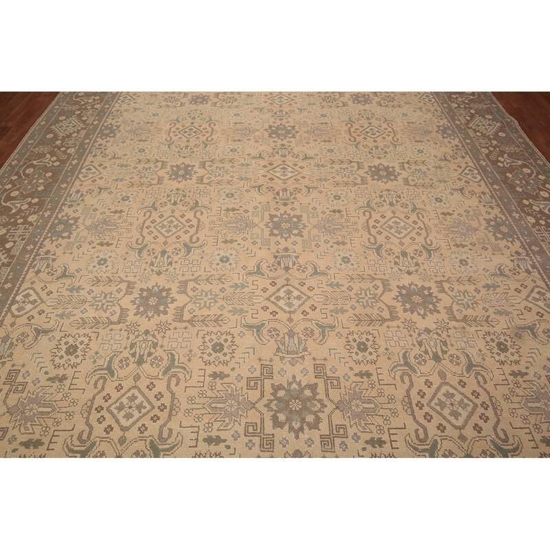 All-Over Tabriz Persian Vintage Area Rug Hand-Knotted Wool Carpet - 9'10" x 12'7"
