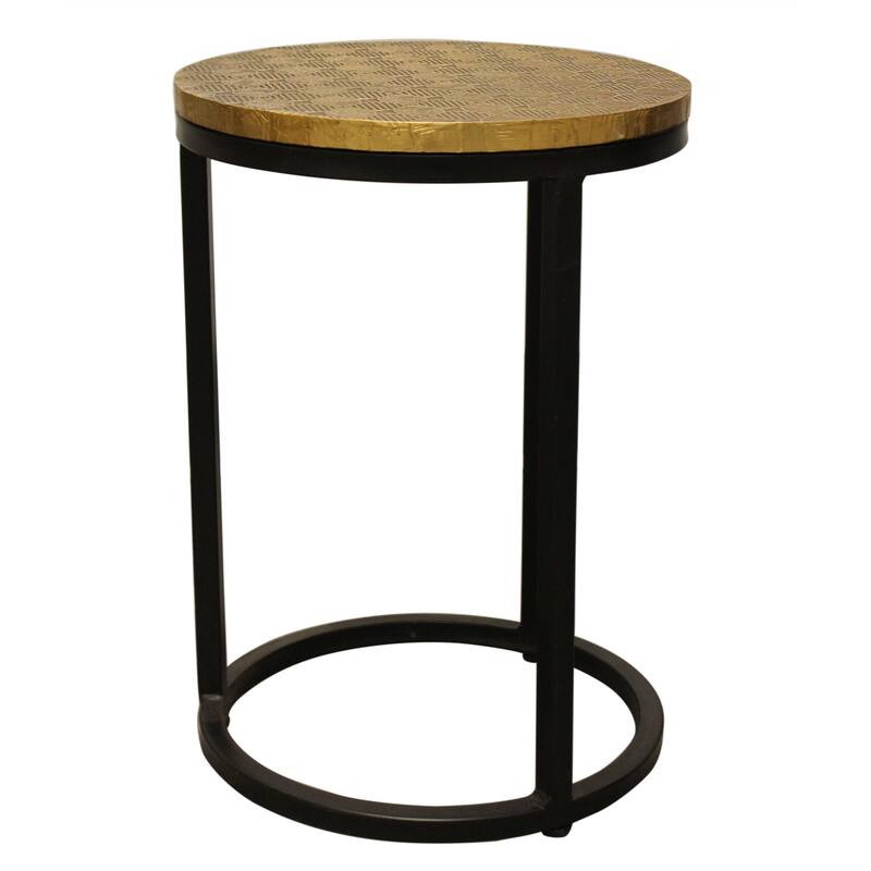 HomeRoots Set Of Three 19" Black And Brass Round Nested Tables - 18