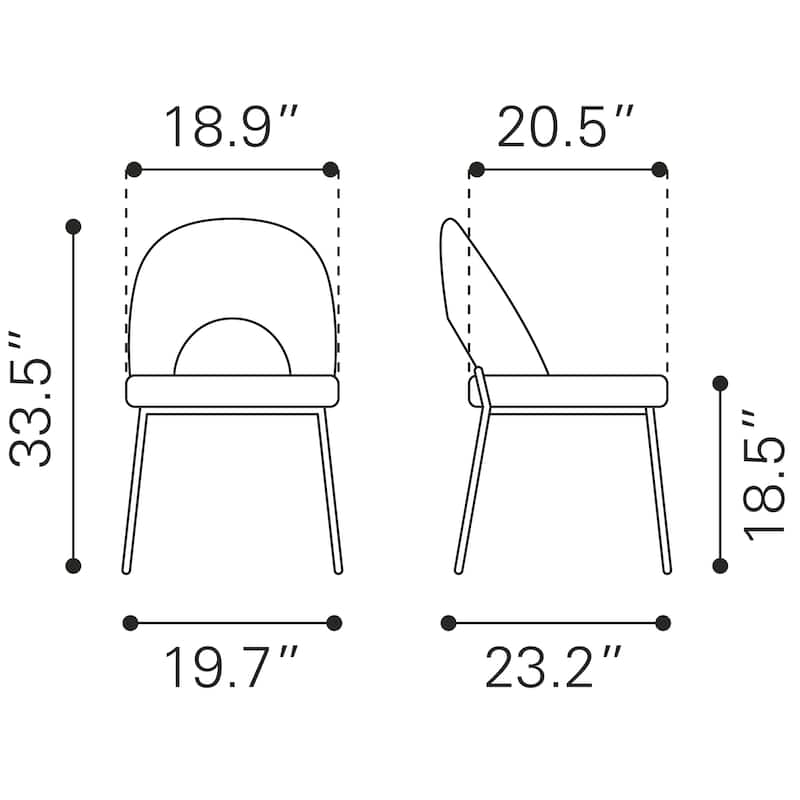 Bethpage Dining Chair (Set of 2) - 19.7" W x 23.2" D x 33.5" H