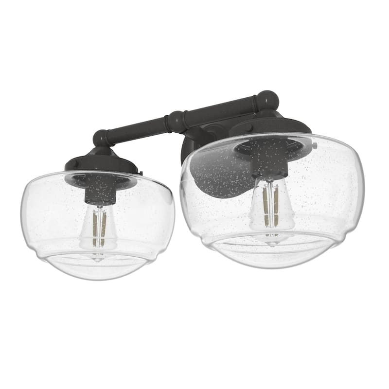 Hunter Saddle Creek Vanity Wall Light - Transitional, Vintage Schoolhouse - Damp Rated!