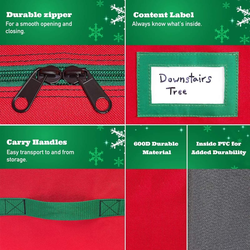 Christmas Tree Bag Heavy Duty 600D Oxford - Christmas Tree Bags Storage Fits Up To 9Ft trees