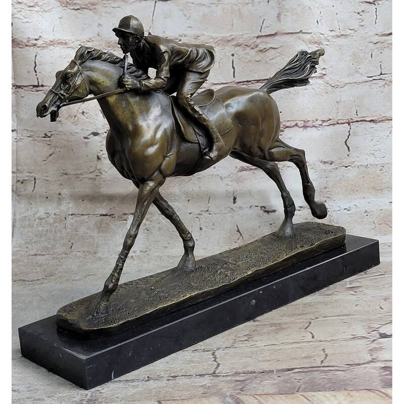 Jockey On Racehorse After The Race Signed Original Milo Hot Cast Artwork Decor