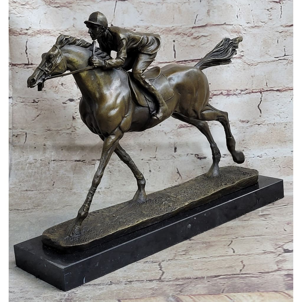 Jockey On Racehorse After The Race Signed Original Milo Hot Cast Artwork Decor