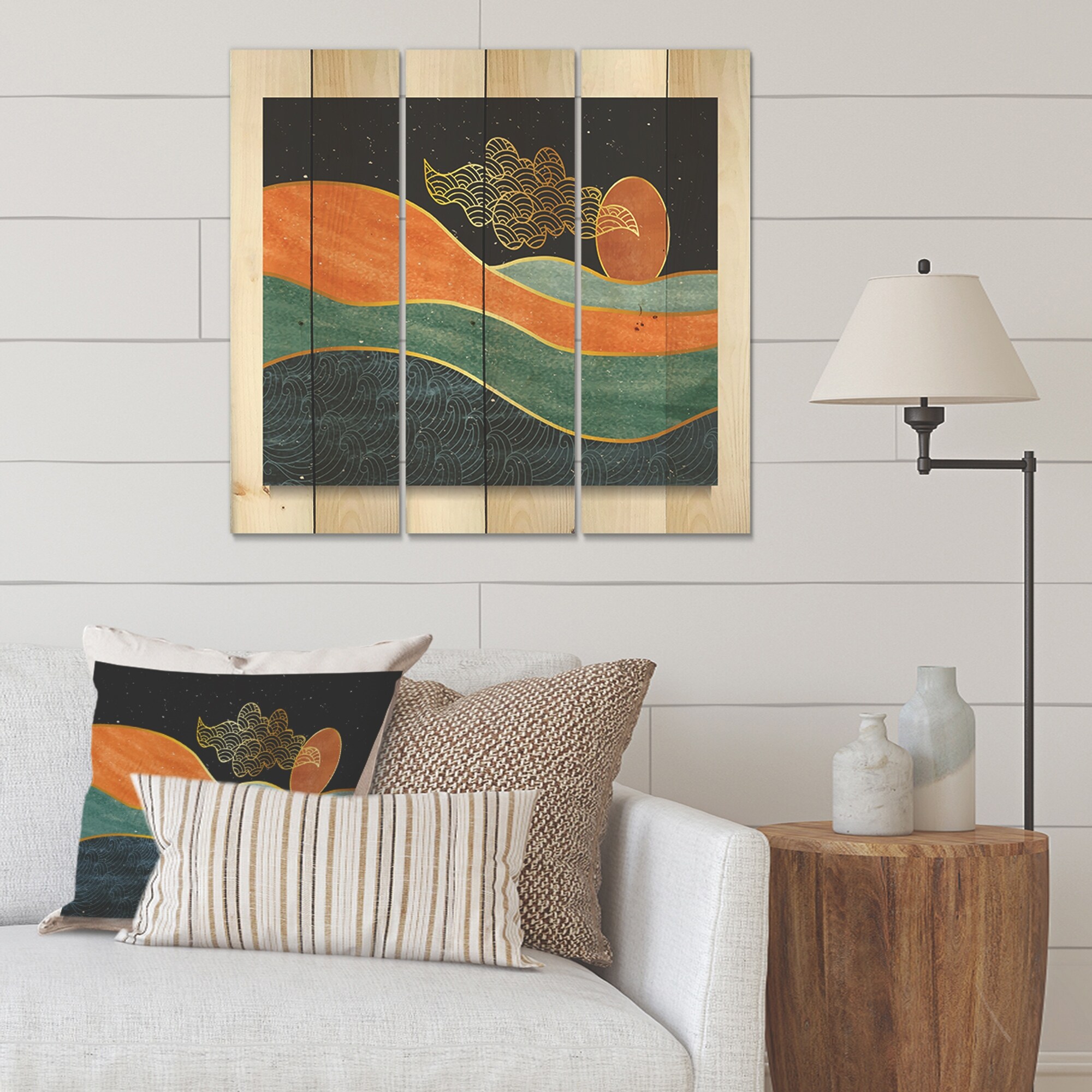 Designart 'Abstract Nature Sea Sky Sun Mountain Landscape'-image