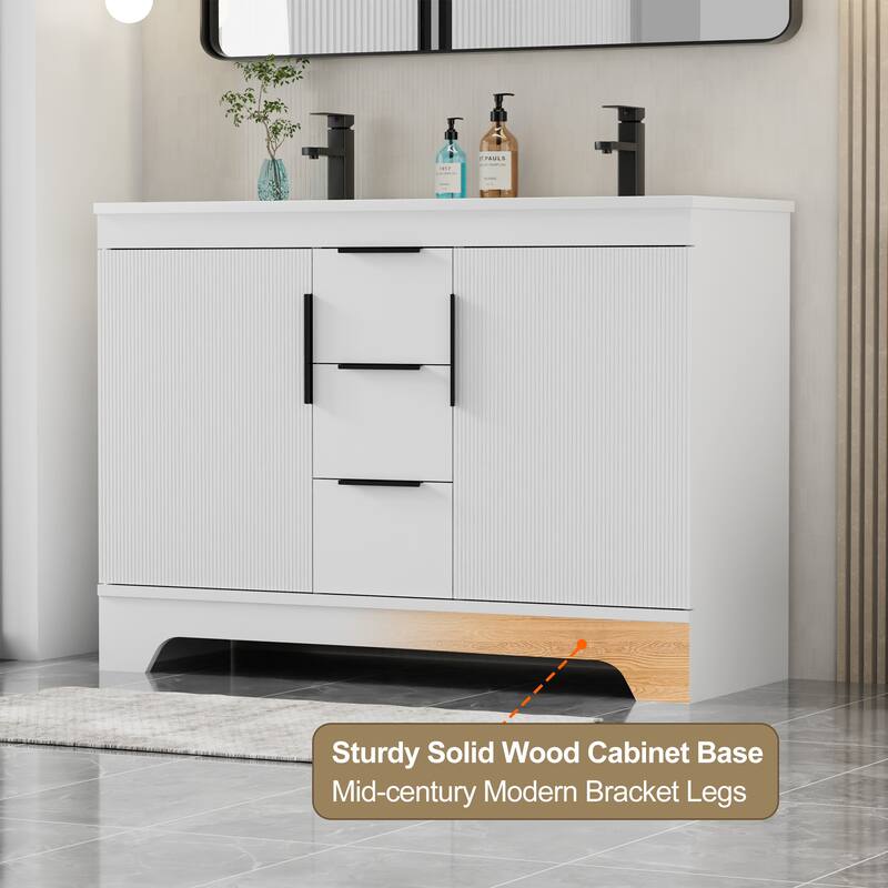 Vertical Stripes Bathroom Vanity Set with Sink Top & Faucet