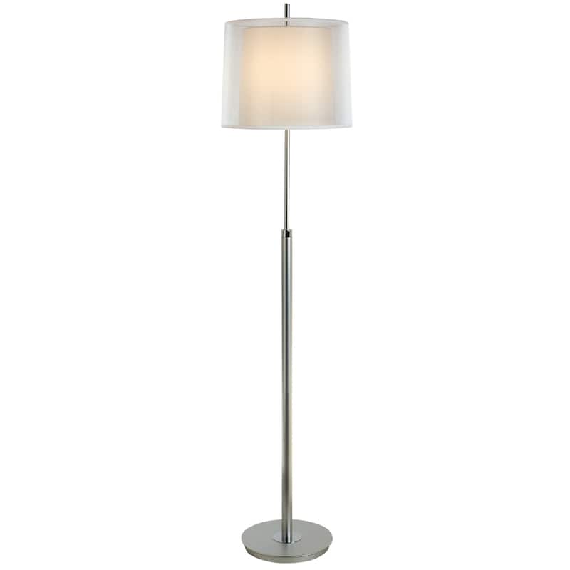 62 Inch Floor Lamp with White Fabric Empire Shade and Chrome Base - 13.50" x 13.50" x 62"