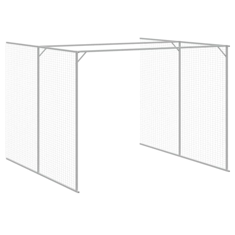 vidaXL Dog House with Run Light Gray/Anthracite multisize Galvanized Steel - 84.3" x 179.9" x 71.3" - Gray