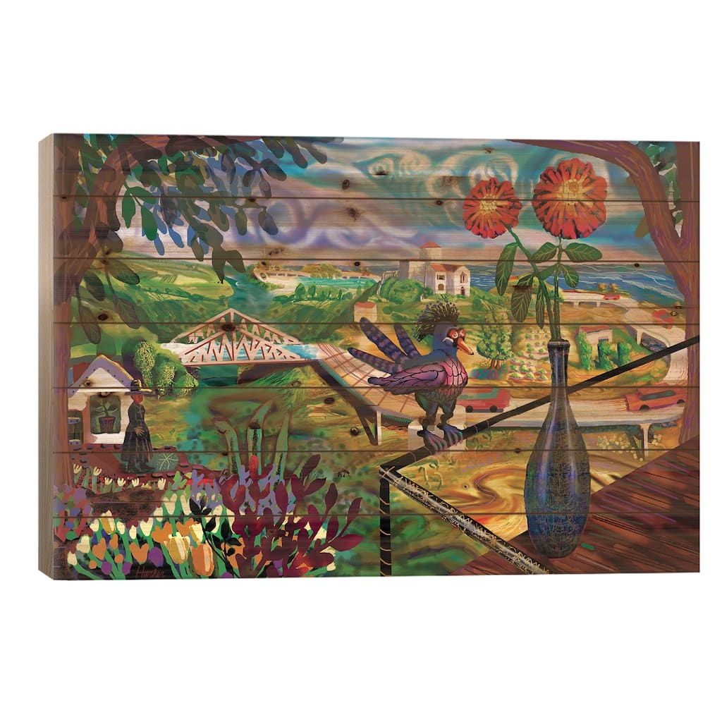 Zipolite Print On Wood by Charles Harker - Multi-Color