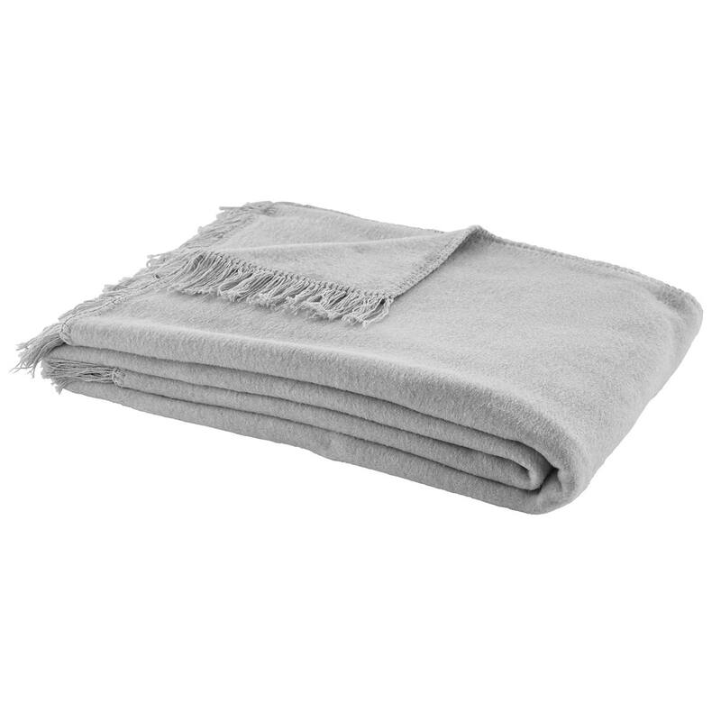 IBENA Cotton Fringe Cozy Oversize Throw Blanket 'Braga' in 4 colors - Light Grey