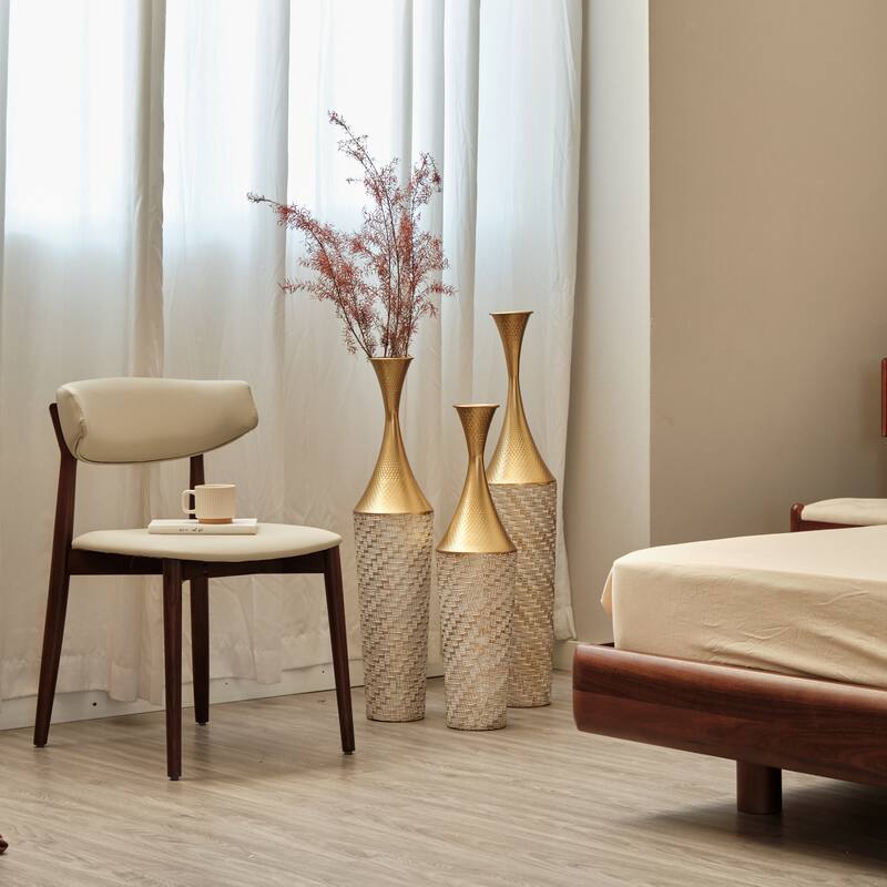 Hand-Woven PVC Rattan Floor Vase