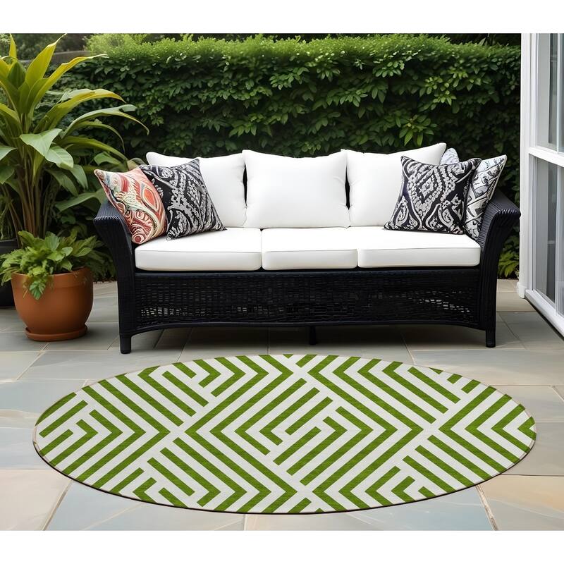 Nana Abstract Shapes Weather Resistant Versatile Elegance Outdoor Rug - 8' Round - Multi