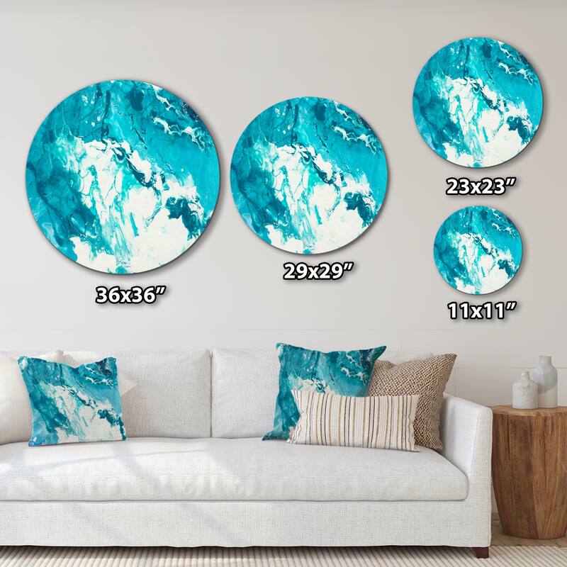 Designart 'White Clouds On Blue Marble II' Modern Metal Circle Wall Art