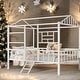 preview thumbnail 13 of 22, Metal House Bed Frame Full Size with Slatted Support No Box Spring Needed White