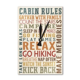 Cabin Rules Typography - Lantern Press Artwork (Acrylic Wall Clock ...