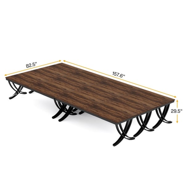 dimension image slide 8 of 9, 6.5FT Conference Meeting Seminar Business Table Set for 16-20 Person (Set of 6)