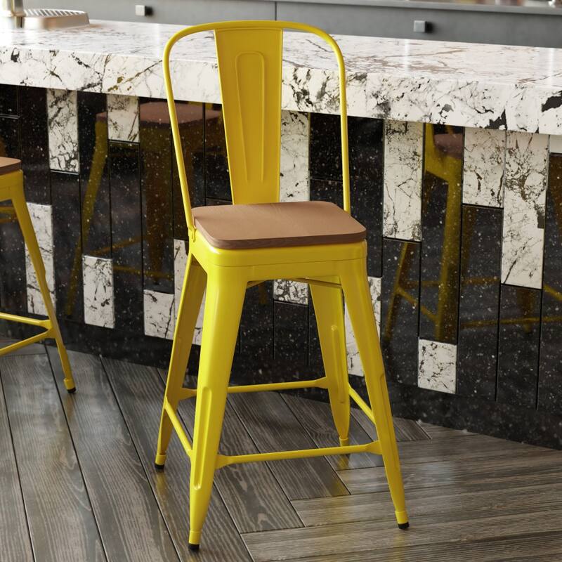 All-Weather Commercial Counter Stool with Removable Back & Poly Resin Seat