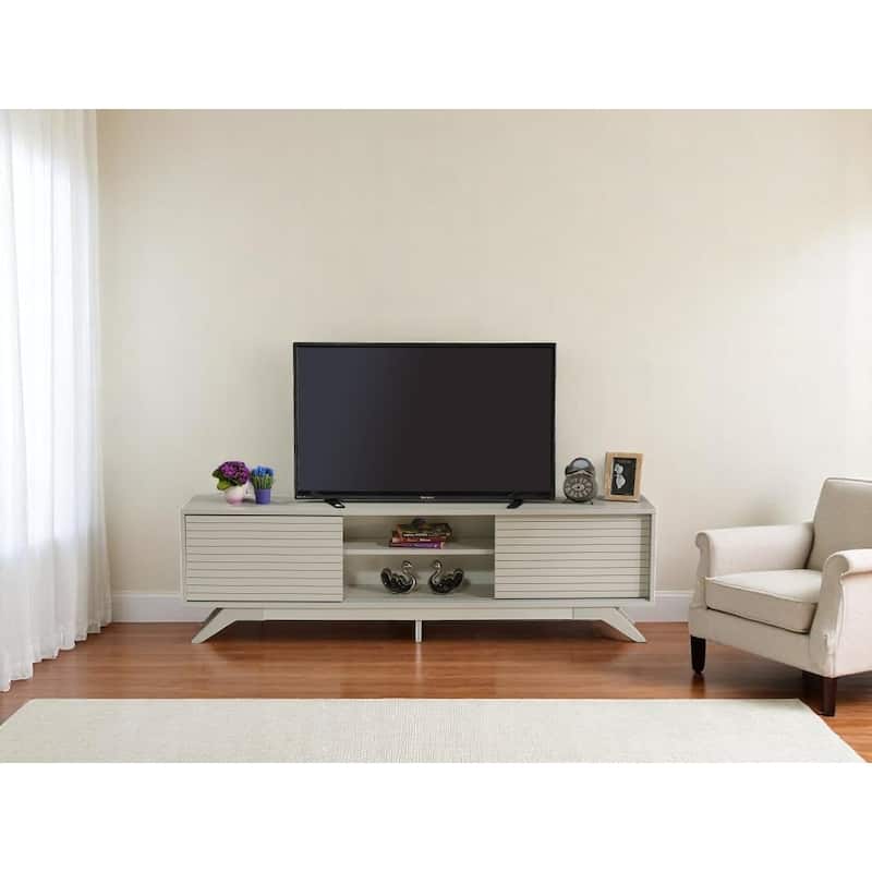 Lucina Modern TV Stand with 2 Sliding Door Cabinet 2 Shelves, Living Room Entertainment Center