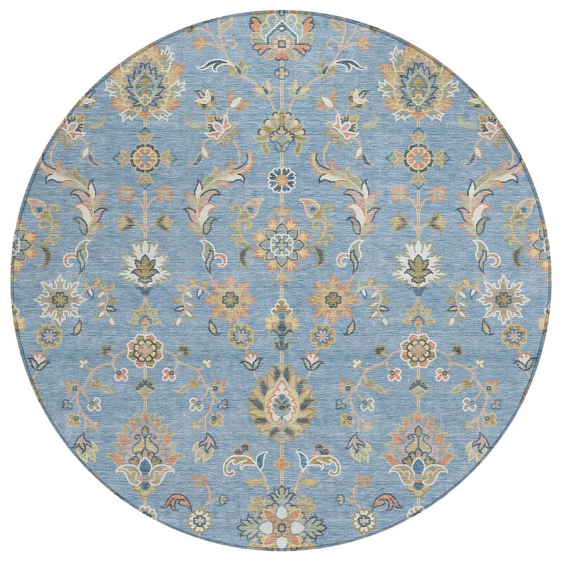 Machine Washable Indoor/ Outdoor Traditional Basalt Chantille Rug